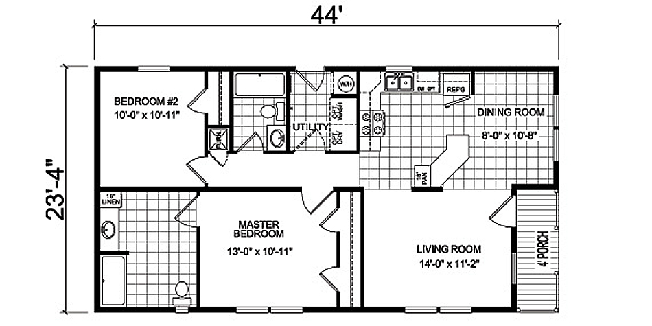 floor plans and specifications of the Holly manufactured home design