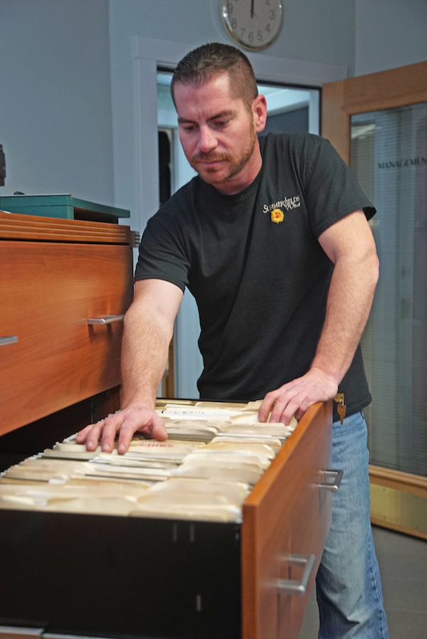 Charlie looking at files