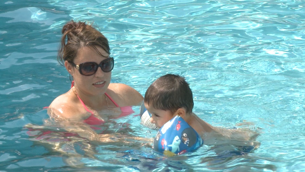 Girl and Baby in SFV Pool